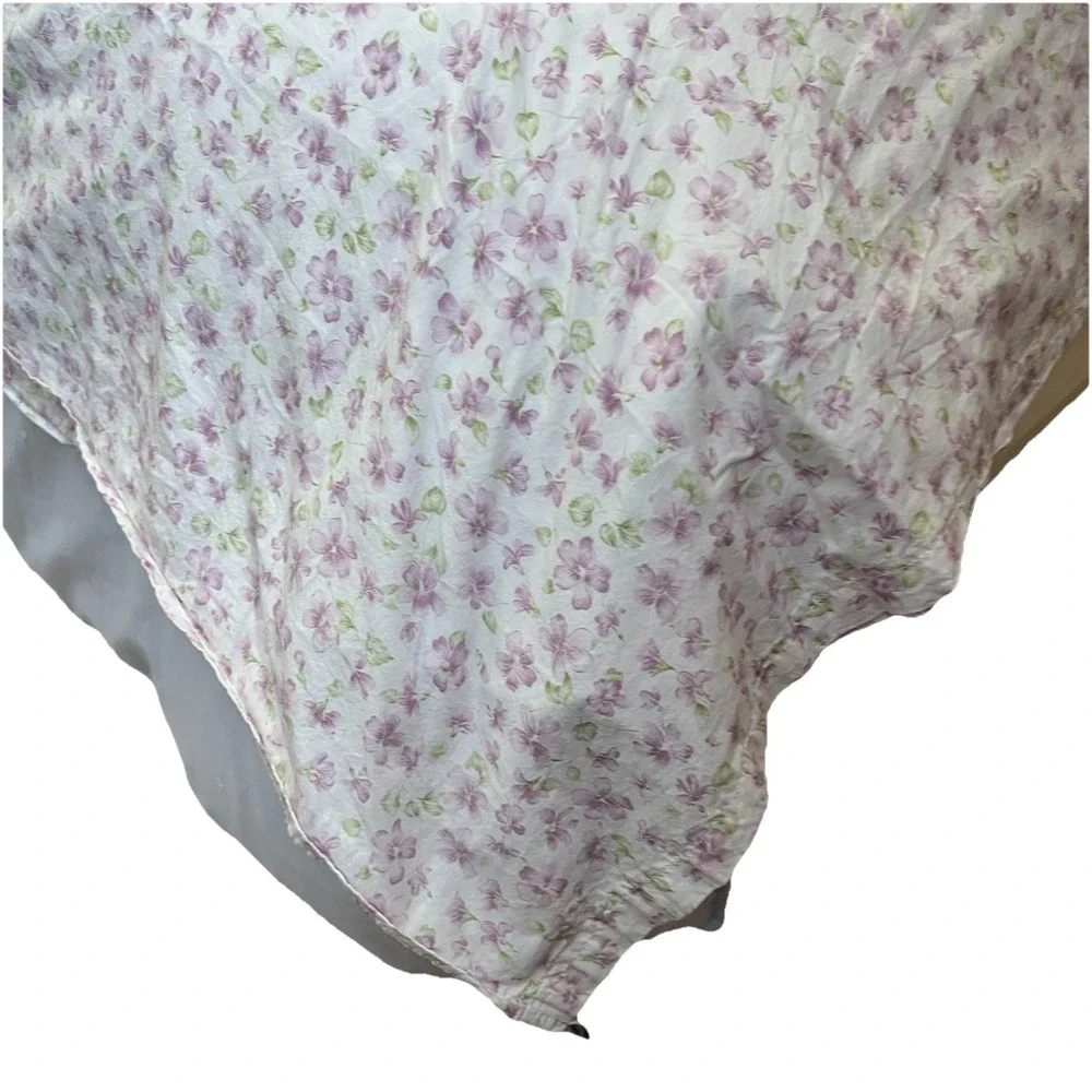 Ralph Lauren Emilie Lavender Violets Queen  Flat Sheet Vtg Shabby Floral Cottage